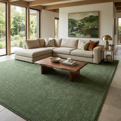 Premium Solid Olive Green Hand Tufted Wool Carpet | Modern Luxury Minimalist Area Rug for Living Room & Bedroom