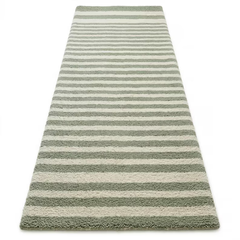 Sage Green Striped Runner Rug – Hand Tufted Wool Scandinavian Minimalist Hallway Carpet Home Decor