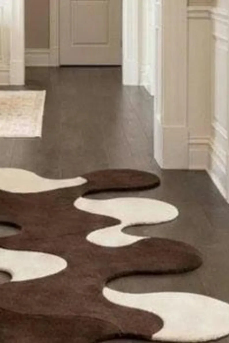 Modern Abstract Hallway Runner Rug | Hand Tufted New Zealand Wool Area Rug
