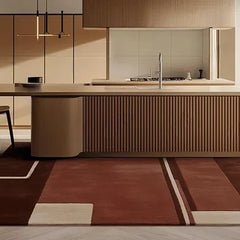 Modern Geometric Hand-Tufted Wool Rug | Luxury Designer Carpet in Terracotta, Blush & Beige for Living Room & Bedroom