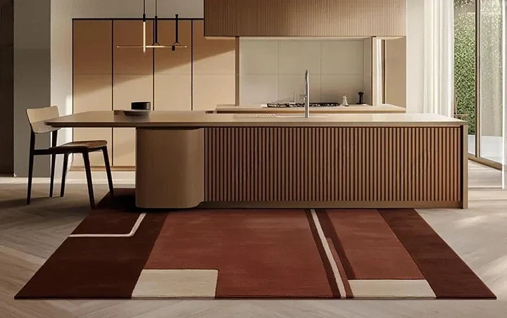 Modern Geometric Hand-Tufted Wool Rug | Luxury Designer Carpet in Terracotta, Blush & Beige for Living Room & Bedroom