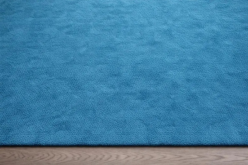 Modern Solid Blue Hand Tufted Rug | Luxury Plush Area Carpet for Living Room, Bedroom & Contemporary Home Interiors