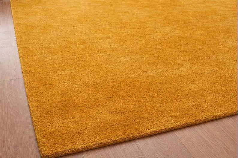 Mustard Yellow Area Rug, Soft Plush Rug, Modern Minimalist Home Decor