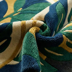 Luxury Round Botanical Rug | Hand Tufted 100% New Zealand Wool Leaf Area Carpet