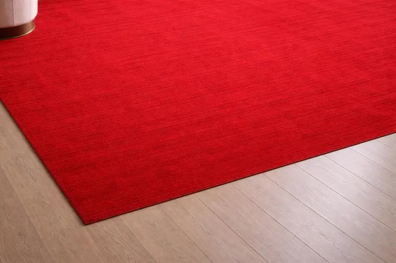 Modern Solid Red Hand Tufted Area Rug | Premium Plush Carpet for Living Room, Bedroom | Contemporary Luxury Home Decor