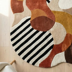 Hand Tufted New Zealand Wool Area Rug | Modern Abstract Multicolor Statement Carpet for Living Room & Bedroom | Luxury Plush Designer Rug