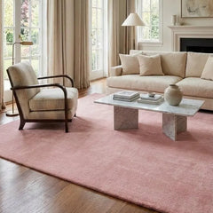 Luxury Solid Blush Terracotta Hand Tufted Wool Area Rug | Modern Minimalist Carpet for Home Décor, Living Room & Bedroom