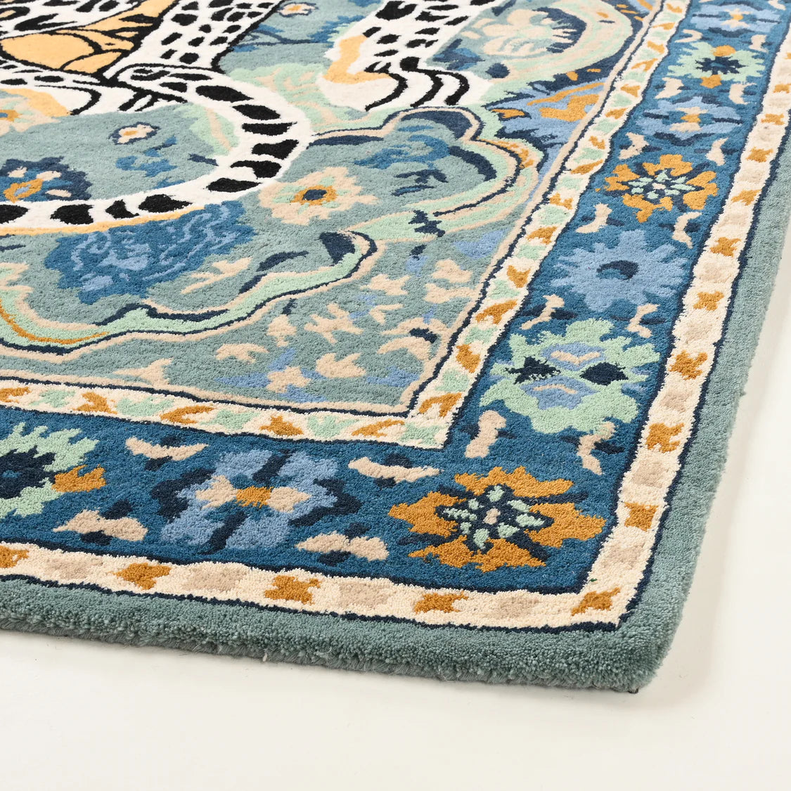 Leopard Area Rug, Hand Tufted Wool Carpet, Vintage Persian Design, Statement Decor