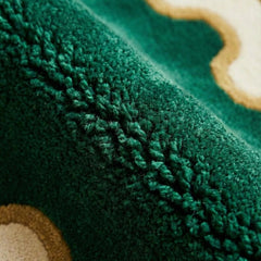 Modern Green Scalloped Edge Rug | Hand Tufted New Zealand Wool Luxury Living Room Area Rug