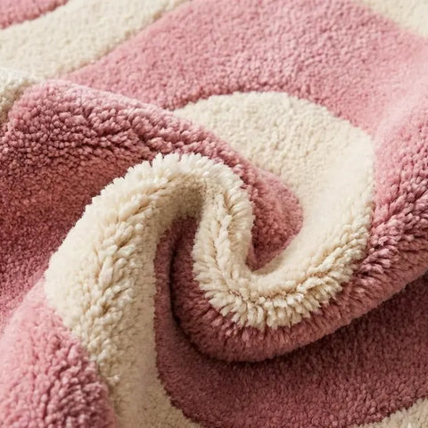 Premium New Zealand Wool Tufted Area Rug | Blush Pink & Soft Cream Abstract Luxury Plush Carpet for Bedroom & Living Room