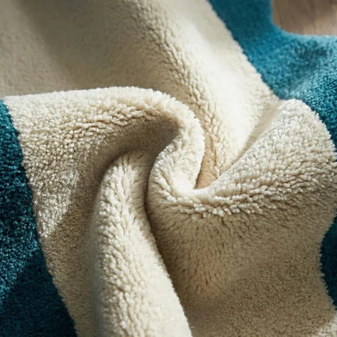 Hand Tufted Wool Runner Rug | Teal & White Modern Hallway Rug