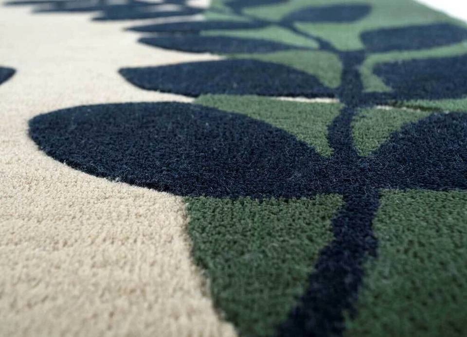 Premium Hand Tufted Tropical Leaf Wool Carpet | Modern Botanical Area Rug for Living Room, Bedroom & Luxury Home Décor