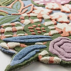 Luxury Irregular Floral Wool Rug - Premium Hand Tufted Area Carpet for Bedroom, Living Room & Home Decor