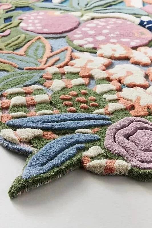 Luxury Irregular Floral Wool Rug - Premium Hand Tufted Area Carpet for Bedroom, Living Room & Home Decor