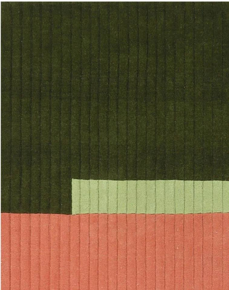 Modern Ribbed Texture Hand-Tufted Area Rug | Premium New Zealand Wool | Designer Color-Block Wool Rug