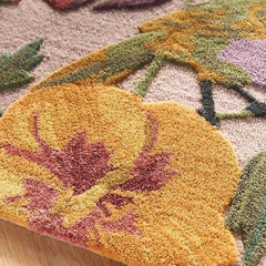 Premium Hand Tufted Floral Bird Wool Carpet | Luxury Botanical Area Rug for Living Room & Bedroom Home Décor