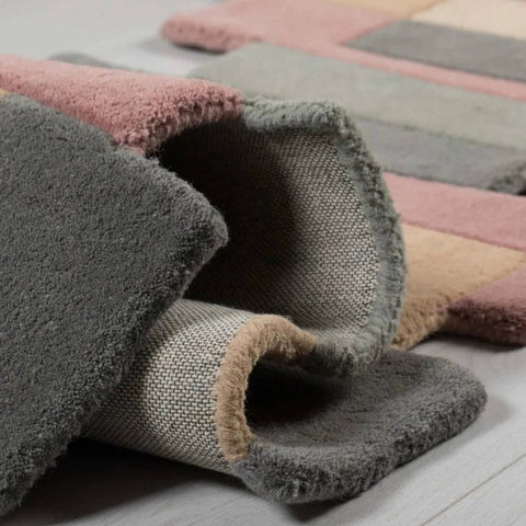 Hand Tufted Modern Geometric Runner Carpet | Luxury Wool Area Rug for Hallway, Living Room & Bedroom Décor