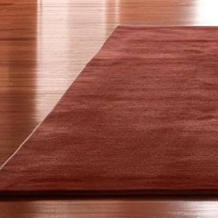 Luxury Hand Tufted New Zealand Wool Area Carpet | Solid Terracotta Modern Area Rug for Living Room & Dining Space
