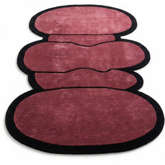 Hand Tufted New Zealand Wool Area Rug | Irregular Maroon & Jet Black Luxury Designer Carpet