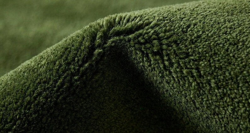 Solid Olive Green Hand-Tufted Wool Area Rug | Luxury Minimalist Carpet for Living Room, Bedroom & Home Decor
