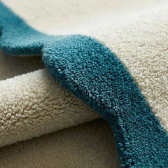 Hand Tufted Wool Runner Rug | Teal & White Modern Hallway Rug