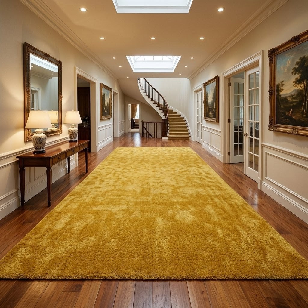 Mustard Yellow Area Rug, Soft Plush Rug, Modern Minimalist Home Decor