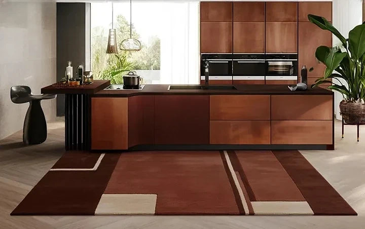 Modern Geometric Hand-Tufted Wool Rug | Luxury Designer Carpet in Terracotta, Blush & Beige for Living Room & Bedroom
