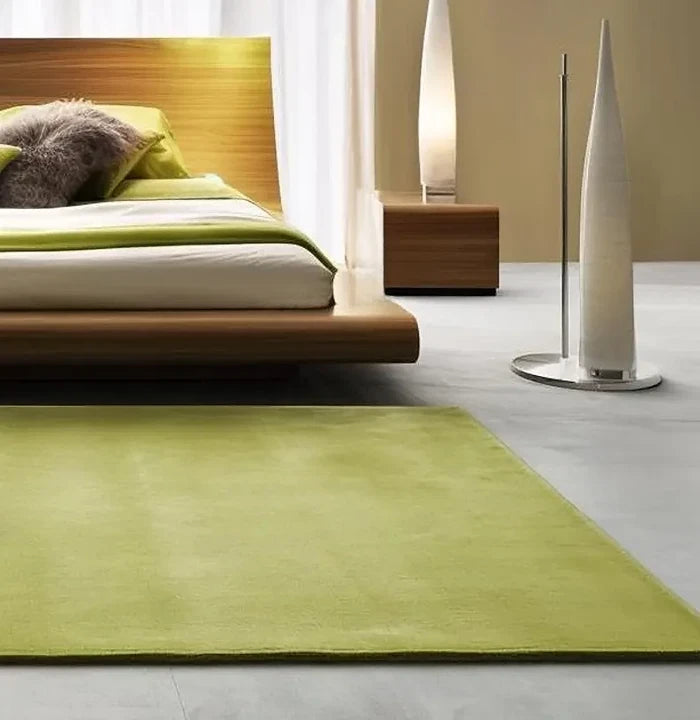 Premium Solid Olive Green Hand Tufted Wool Carpet | Modern Luxury Minimalist Area Rug for Living Room & Bedroom