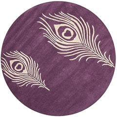 Hand Tufted New Zealand Wool Round Area Rug | Royal Purple Luxury Designer Carpet for Living Room, Bedroom
