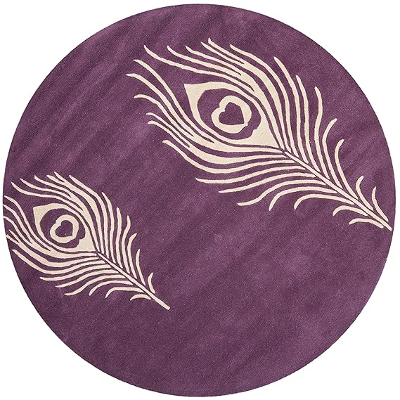 Hand Tufted New Zealand Wool Round Area Rug | Royal Purple Luxury Designer Carpet for Living Room, Bedroom