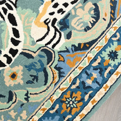 Leopard Area Rug, Hand Tufted Wool Carpet, Vintage Persian Design, Statement Decor