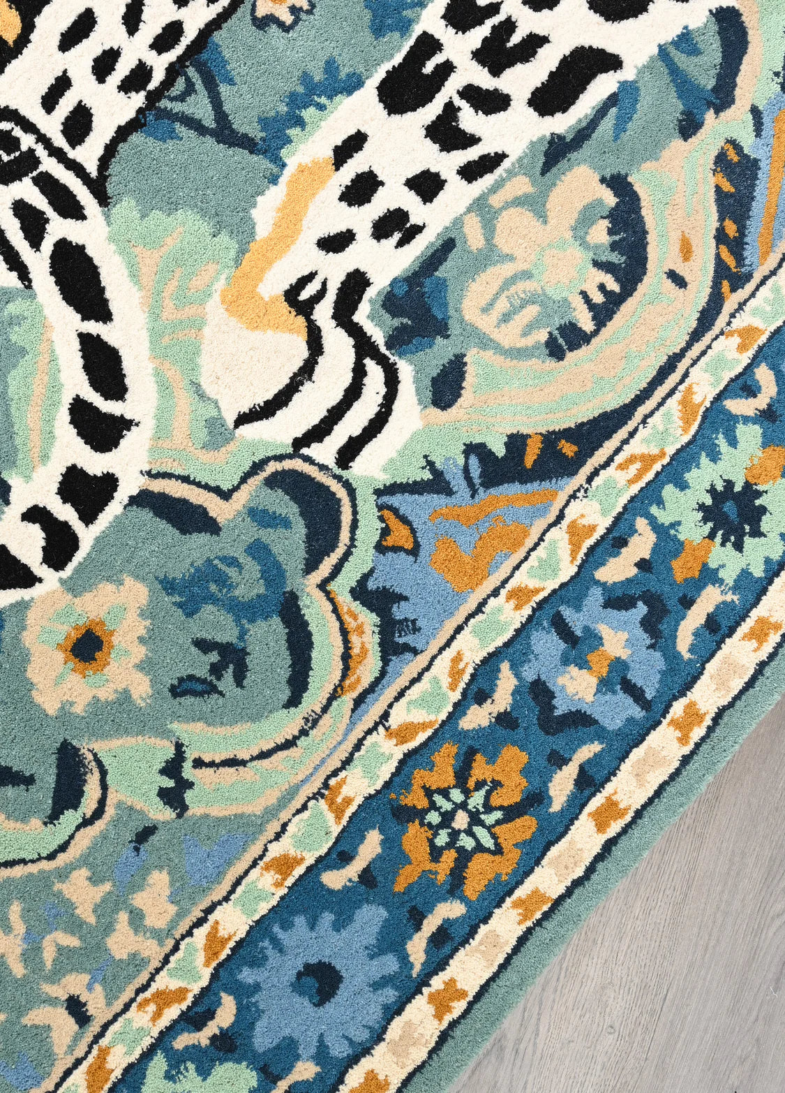 Leopard Area Rug, Hand Tufted Wool Carpet, Vintage Persian Design, Statement Decor