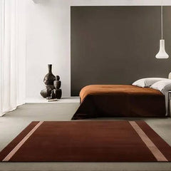 Hand Tufted New Zealand Wool Area Rug | Burgundy Border Design Carpet | Elegant & Modern Floor Decor