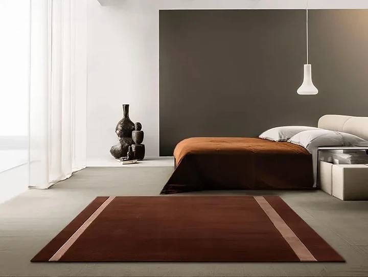 Hand Tufted New Zealand Wool Area Rug | Burgundy Border Design Carpet | Elegant & Modern Floor Decor