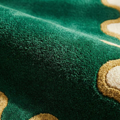 Modern Green Scalloped Edge Rug | Hand Tufted New Zealand Wool Luxury Living Room Area Rug