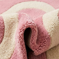 Premium New Zealand Wool Tufted Area Rug | Blush Pink & Soft Cream Abstract Luxury Plush Carpet for Bedroom & Living Room