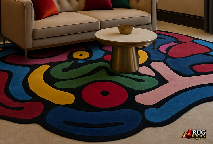 Modern Irregular Area Rug | Hand Tufted New Zealand Wool Luxury Carpet for Living Room, Bedroom & Home Decor