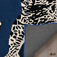 5x8 Blue & White Leopard Wool Area Rug | Hand Tufted New Zealand Wool Animal Carpet | Modern Luxury Living Room, Bedroom & Contemporary Home Decor