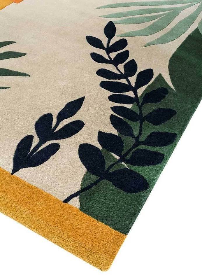 Premium Hand Tufted Tropical Leaf Wool Carpet | Modern Botanical Area Rug for Living Room, Bedroom & Luxury Home Décor