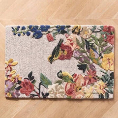 Premium Hand Tufted Floral Bird Wool Carpet | Luxury Botanical Area Rug for Living Room & Bedroom Home Décor