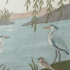 Hand Tufted New Zealand Wool Area Rug with Elegant Bird & Nature Art Design for Living Room & Bedroom Home Décor