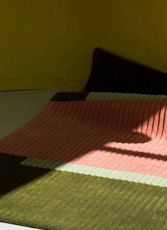 Modern Ribbed Texture Hand-Tufted Area Rug | Premium New Zealand Wool | Designer Color-Block Wool Rug