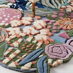 Luxury Irregular Floral Wool Rug - Premium Hand Tufted Area Carpet for Bedroom, Living Room & Home Decor