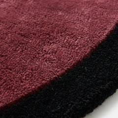 Hand Tufted New Zealand Wool Area Rug | Irregular Maroon & Jet Black Luxury Designer Carpet
