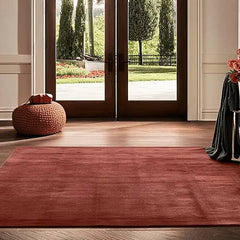 Luxury Hand Tufted New Zealand Wool Area Carpet | Solid Terracotta Modern Area Rug for Living Room & Dining Space
