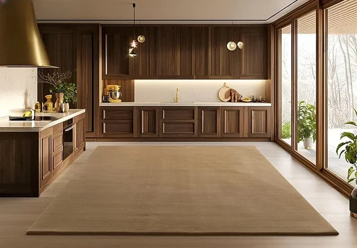 Solid Beige Luxury Wool Area Rug | Hand-Tufted Premium Carpet for Living Room & Bedroom