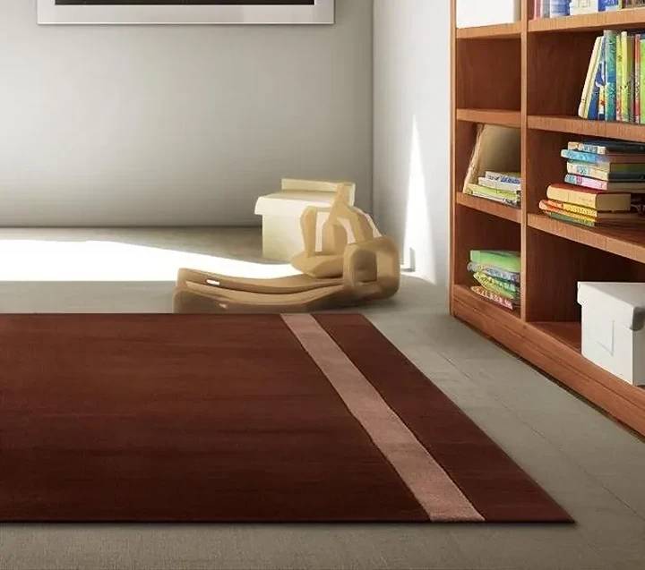 Hand Tufted New Zealand Wool Area Rug | Burgundy Border Design Carpet | Elegant & Modern Floor Decor