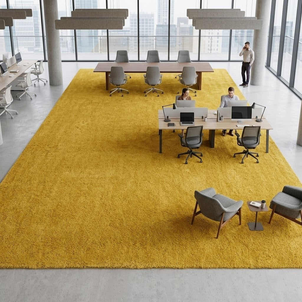 Mustard Yellow Area Rug, Soft Plush Rug, Modern Minimalist Home Decor