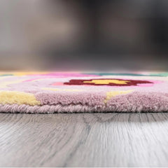 Pink Floral Irregular Rug, Hand Tufted Plush Botanical Carpet, Maximalist Home Decor
