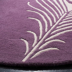 Hand Tufted New Zealand Wool Round Area Rug | Royal Purple Luxury Designer Carpet for Living Room, Bedroom